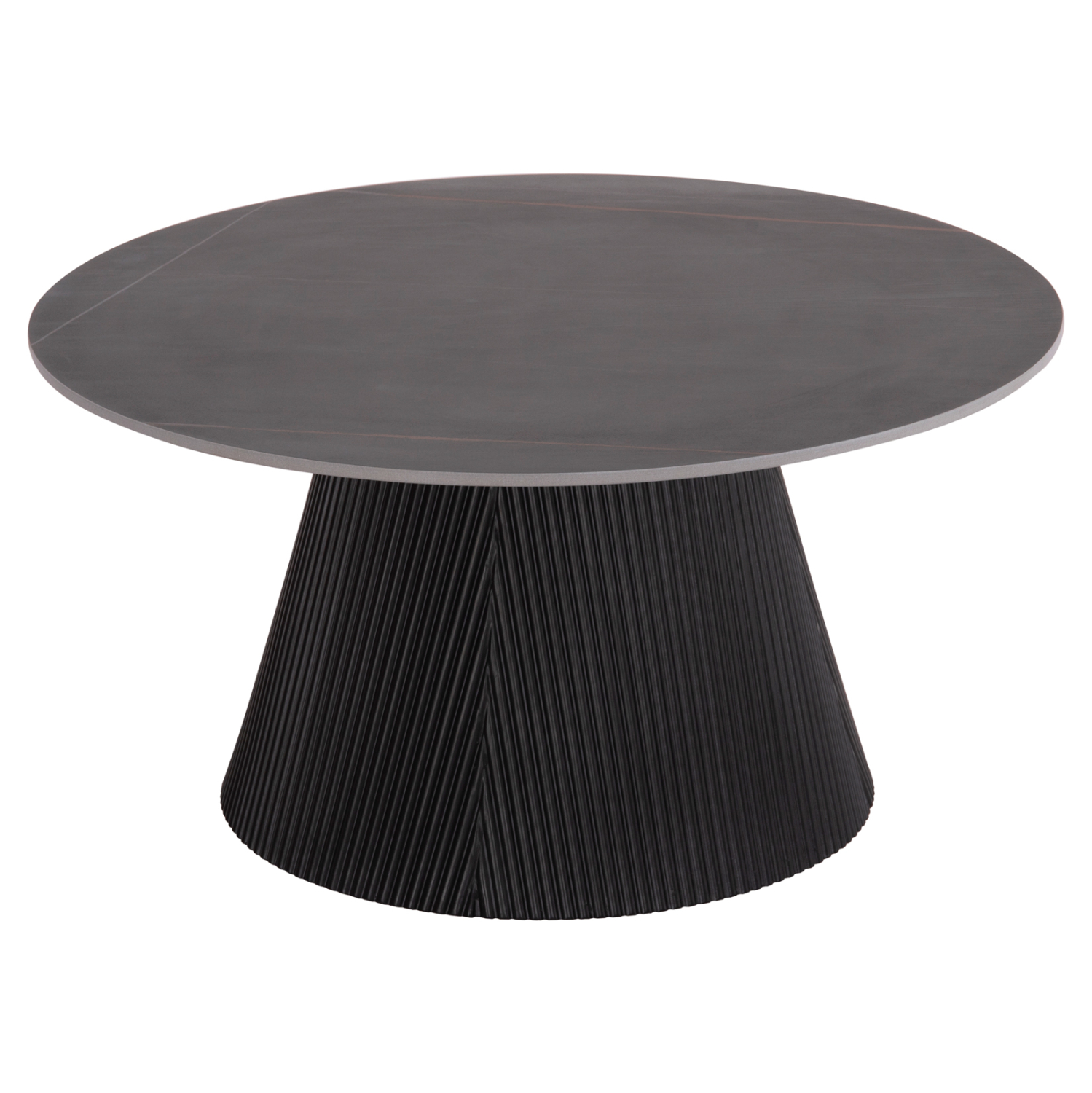 trapezi-salonioy-fb91802201-keramiko-top ΤΡΑΠΕΖΙ ΣΑΛΟΝΙΟΥ DUNCAN HM18022.01 ΚΕΡΑΜΙΚΟ TOP-MDF ΒΑΣΗ-ΜΑΥΡΟ Φ80x41Υεκ. - Image 1