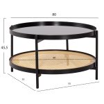 ΤΡΑΠΕΖΙ ΣΑΛΟΝΙΟΥ SEITZ HM18030 ΓΥΑΛΙ TOP-ΜΕΤΑΛΛΟ-RATTAN ΣΕ ΦΥΣΙΚΟ Φ80x45Υεκ. - Image 2