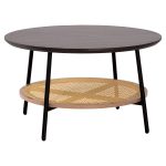 ΤΡΑΠΕΖΙ ΣΑΛΟΝΙΟΥ SEWELL HM18033 MDF ΣΕ ZEBRANO-ΜΕΤΑΛΛΙΚΑ ΠΟΔΙΑ-WICKER Φ80x46,5Υεκ.