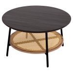 ΤΡΑΠΕΖΙ ΣΑΛΟΝΙΟΥ SEWELL HM18033 MDF ΣΕ ZEBRANO-ΜΕΤΑΛΛΙΚΑ ΠΟΔΙΑ-WICKER Φ80x46,5Υεκ. - Image 4