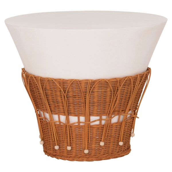 ΤΡΑΠΕΖΙ ΣΑΛΟΝΙΟΥ PERRAL HM18164.02L FIBER CEMENT ΛΕΥΚΟ-ΦΥΣΙΚΟ RATTAN--Φ55x45Υεκ
