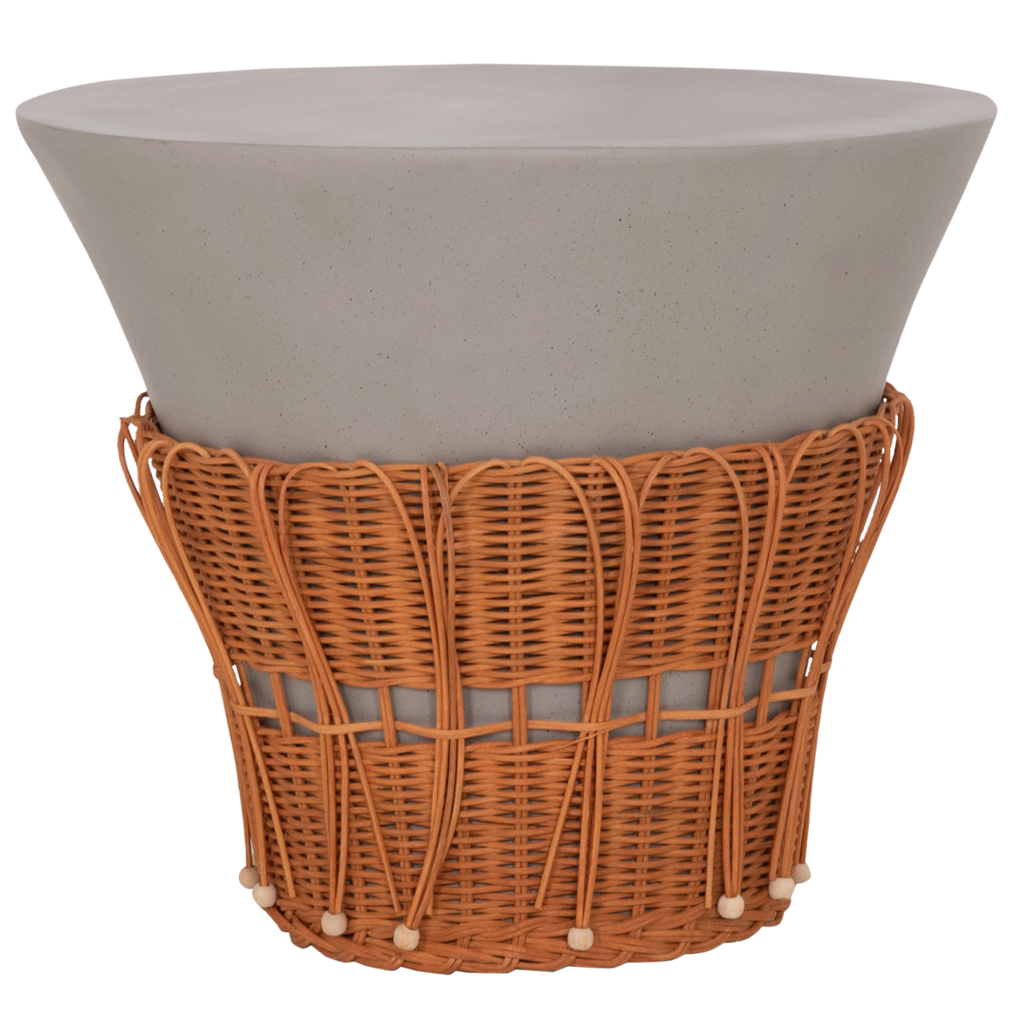 trapezi-salonioy-fb91816403l-fiber-cemen ΤΡΑΠΕΖΙ ΣΑΛΟΝΙΟΥ PERRAL HM18164.03L FIBER CEMENT ΓΚΡΙ-ΦΥΣΙΚΟ RATTAN--Φ55x45Υεκ - Image 1