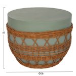 ΤΡΑΠΕΖΙ ΣΑΛΟΝΙΟΥ VILHENA HM18165 FIBER CEMENT ΠΡΑΣΙΝΟ-RATTAN ΦΥΣΙΚΟ Φ56x47Υεκ. - Image 2