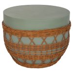 ΤΡΑΠΕΖΙ ΣΑΛΟΝΙΟΥ VILHENA HM18165 FIBER CEMENT ΠΡΑΣΙΝΟ-RATTAN ΦΥΣΙΚΟ Φ56x47Υεκ.
