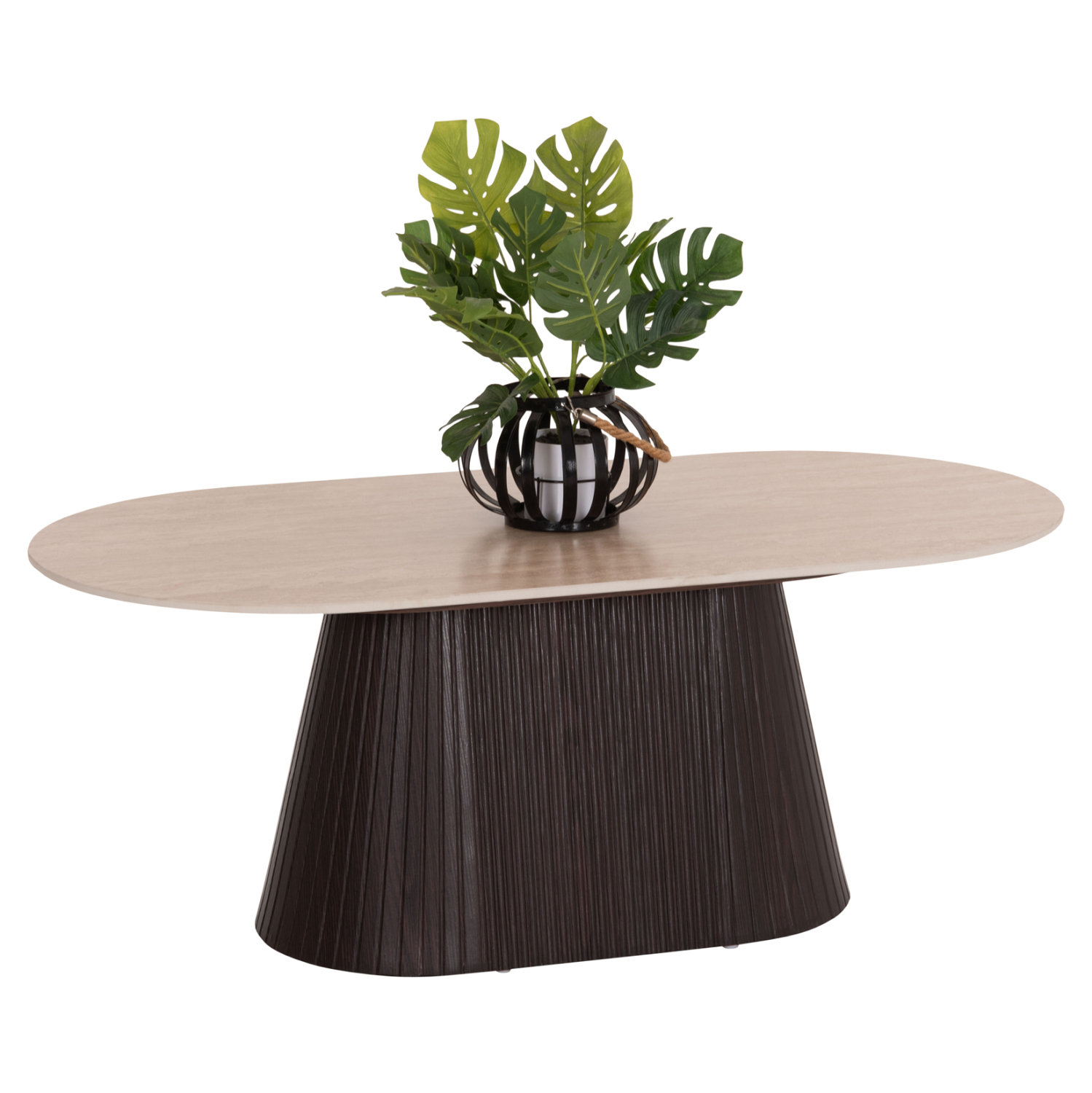 trapezi-salonioy-obal-fb918321-keramiko- ΤΡΑΠΕΖΙ ΣΑΛΟΝΙΟΥ ΟΒΑΛ CATER HM18321 ΚΕΡΑΜΙΚΟ TOP ΟΨΗ ΤΡΑΒΕΡΤΙΝΑΣ-MDF ΒΑΣΗ 120x60x46Υεκ - Image 1