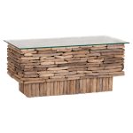 ΤΡΑΠΕΖΙ ΣΑΛΟΝΙΟΥ ΟΡΘΟΓΩΝΙΟ SPARROW HM18366 DRIFTWOOD--ΓΥΑΛΙ 105x45x47Υεκ.