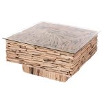 ΤΡΑΠΕΖΙ ΣΑΛΟΝΙΟΥ ΤΕΤΡΑΓΩΝΟ SPARROW HM9960 DRIFTWOOD--ΓΥΑΛΙ 95x95x51,5Υεκ. - Image 4