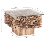 ΤΡΑΠΕΖΙ ΣΑΛΟΝΙΟΥ ΤΕΤΡΑΓΩΝΟ SPARROW HM9961 DRIFTWOOD--ΓΥΑΛΙ 75x75x51Υεκ. - Image 2