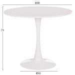 ΤΡΑΠΕΖΙ ΣΤΡΟΓΓΥΛΟ BROLIN HM18141.01 MDF TOP-ΒΑΣΗ ΜΕΤΑΛΛΙΚΗ--ΛΕΥΚΟ Φ90x73Υεκ - Image 2
