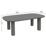 ΤΡΑΠΕΖΙ ΤΡΑΠΕΖΑΡΙΑΣ FIBER CEMENT KIORA HM6597.01 ΓΚΡΙ 200x100x75Υεκ - Image 2