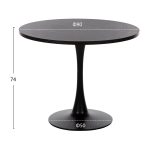 ΤΡΑΠΕΖΙ ΤΡΑΠΕΖΑΡΙΑΣ ROLLO HM9421.12 ΣΤΡΟΓΓΥΛΟ BLACK MARBLE Φ90x74Υεκ. - Image 2