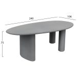 ΤΡΑΠΕΖΙ ΤΡΑΠΕΖΑΡΙΑΣ FIBER CEMENT ΟΒΑΛ VOLPE HM6599.01 ΓΚΡΙ 240x100x75Υεκ - Image 2