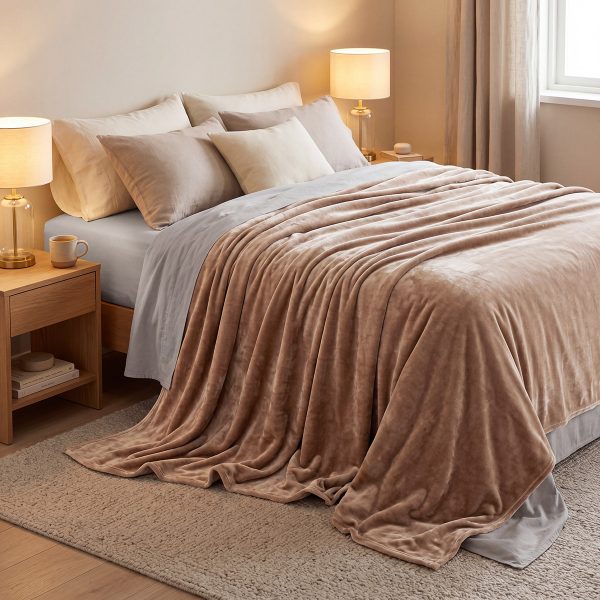 Beauty Home Κουβέρτα μονή Velora Art 12550 100% polyester super soft 550gsm 160x220 Άμμου