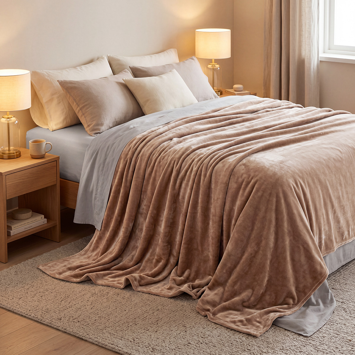 12550_Beige Beauty Home Κουβέρτα μονή Velora Art 12550 100% polyester super soft 550gsm 160x220 Άμμου - Image 1