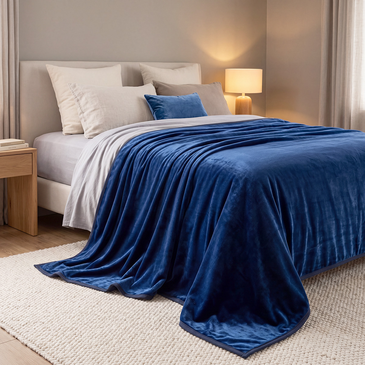 12550_Blue Beauty Home Κουβέρτα μονή Velora Art 12550 100% polyester super soft 550gsm 160x220 Μπλε - Image 1