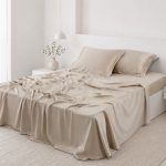 Σετ σεντόνια bamboo 300TC (270cm x 290cm) μπέζ SilkFashion