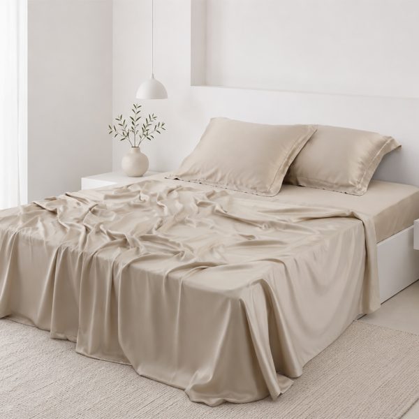 Σετ σεντόνια bamboo 300TC (270cm x 290cm) μπέζ SilkFashion