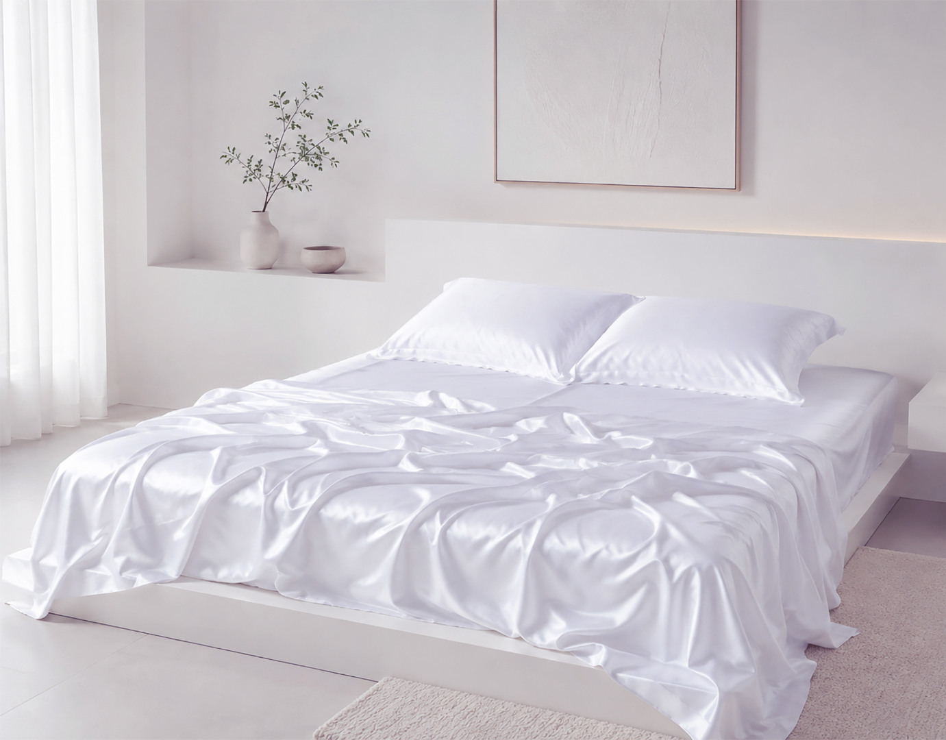 5556 Σετ σεντόνια bamboo 300TC (270cm x 290cm) λευκό SilkFashion - Image 1