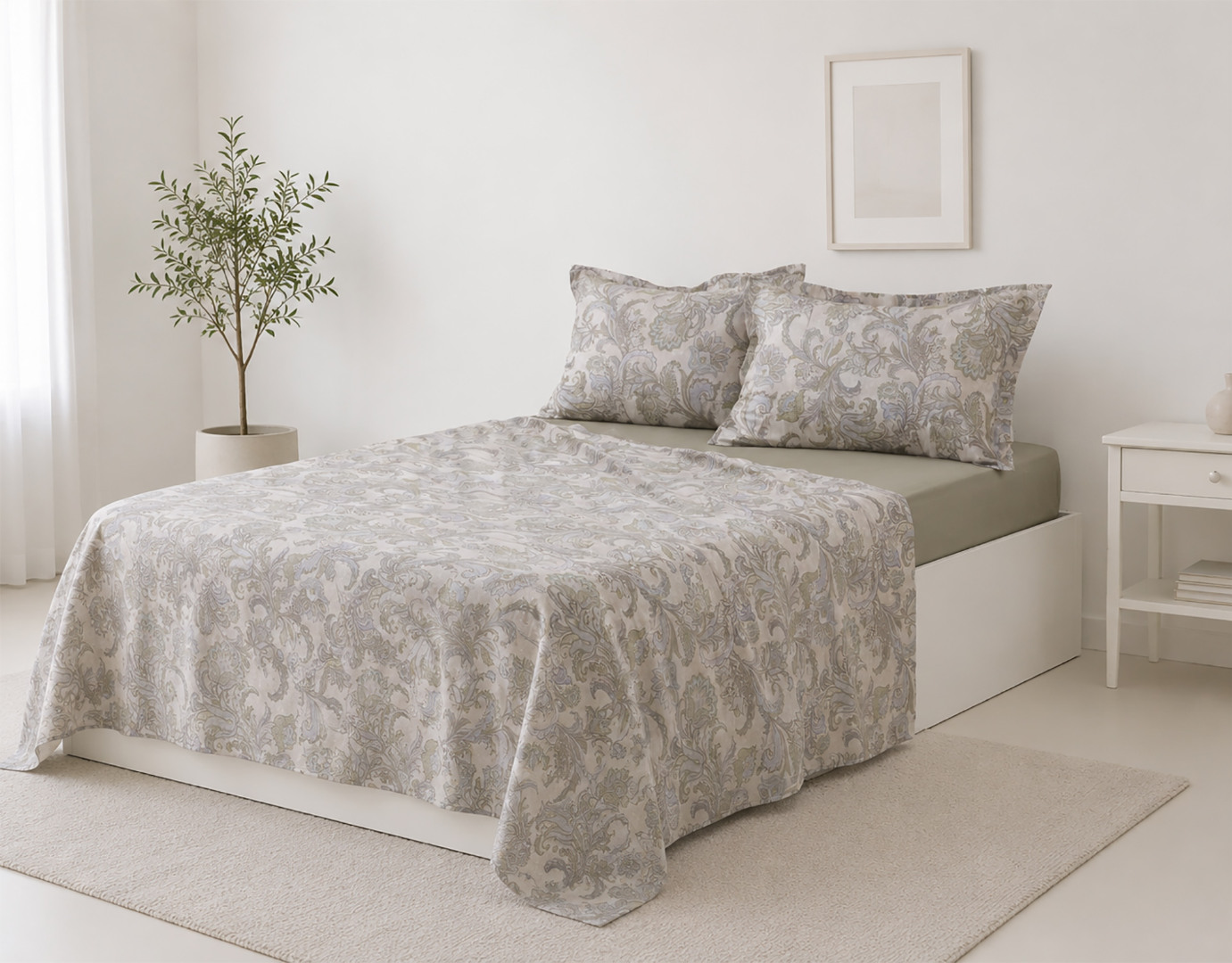5557 Σετ σεντόνια βαμβακερά 200TC (160cm x 200cm + 35cm) nobilis SilkFashion - Image 1
