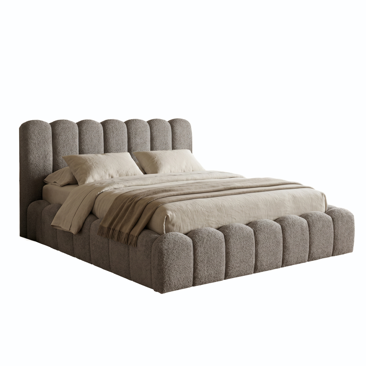 krebati-diplo-fb975901-gkri-chenille-yfa ΚΡΕΒΑΤΙ ΔΙΠΛΟ MARIUS HM759.01 ΓΚΡΙ CHENILLE ΥΦΑΣΜΑ-- ΓΙΑ ΣΤΡΩΜΑ 160x200εκ - Image 1