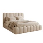 ΚΡΕΒΑΤΙ ΔΙΠΛΟ MARIUS HM759.03 ΜΠΕΖ CHENILLE ΥΦΑΣΜΑ-- ΓΙΑ ΣΤΡΩΜΑ 160x200εκ