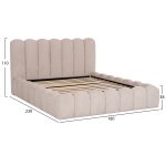 ΚΡΕΒΑΤΙ ΔΙΠΛΟ MARIUS HM759.03 ΜΠΕΖ CHENILLE ΥΦΑΣΜΑ-- ΓΙΑ ΣΤΡΩΜΑ 160x200εκ - Image 3