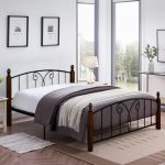 ΚΡΕΒΑΤΙ ΔΙΠΛΟ & ΣΤΡΩΜΑ SUZIE HM10740 ΜΕΤΑΛΛΟ & ΞΥΛΟ ΣΕ ΚΑΡΥΔΙ--ΣΤΡΩΜΑ 150x200εκ - Image 2