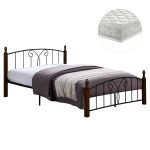 ΚΡΕΒΑΤΙ ΔΙΠΛΟ & ΣΤΡΩΜΑ SUZIE HM10740 ΜΕΤΑΛΛΟ & ΞΥΛΟ ΣΕ ΚΑΡΥΔΙ--ΣΤΡΩΜΑ 150x200εκ