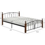 ΚΡΕΒΑΤΙ ΔΙΠΛΟ & ΣΤΡΩΜΑ SUZIE HM10740 ΜΕΤΑΛΛΟ & ΞΥΛΟ ΣΕ ΚΑΡΥΔΙ--ΣΤΡΩΜΑ 150x200εκ - Image 3