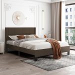ΚΡΕΒΑΤΙ ΔΙΠΛΟ & ΣΤΡΩΜΑ TRILLOP HM10763.02 ΚΑΦΕ ΥΦΑΣΜΑ--ΓΙΑ 160x200εκ - Image 2