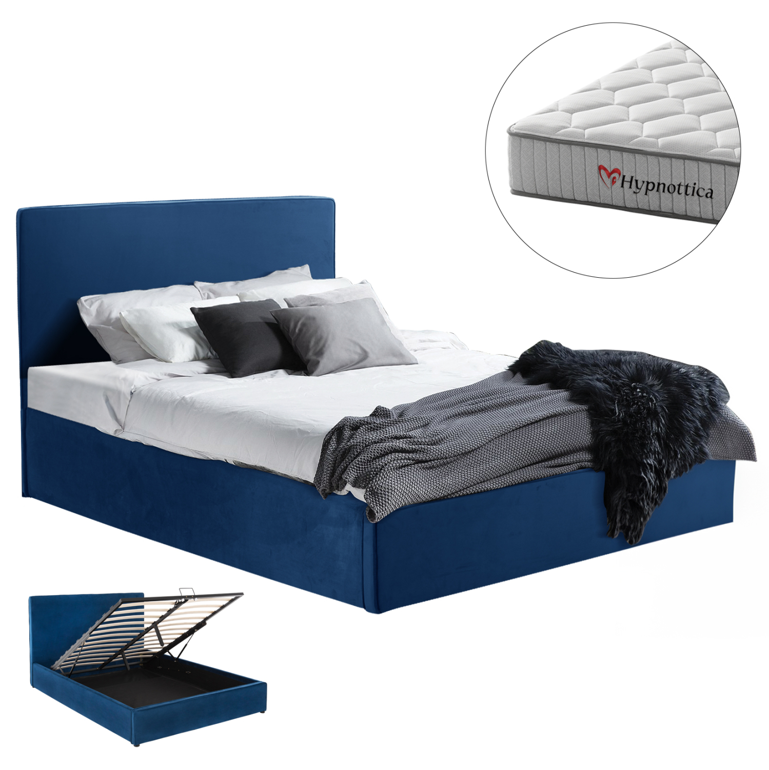 krebati-diplo-stroma-fb91076804-mple-bel ΚΡΕΒΑΤΙ ΔΙΠΛΟ & ΣΤΡΩΜΑ ALLIE HM10768.04 ΜΠΛΕ ΒΕΛΟΥΔΟ--ΑΠΟΘ.ΧΩΡΟΣ-ΓΙΑ 160x200εκ - Image 1