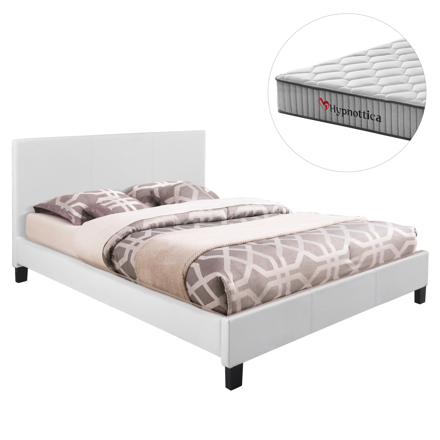 krebati-me-stroma-fb91076001-leyko-pu-gi ΚΡΕΒΑΤΙ ΜΕ ΣΤΡΩΜΑ BECCA HM10760.01 ΛΕΥΚΟ PU--ΓΙΑ 150x200εκ - Image 1