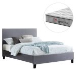 ΚΡΕΒΑΤΙ ΜΕ ΣΤΡΩΜΑ BECCA HM10760.02 ΓΚΡΙ ΥΦΑΣΜΑ--ΓΙΑ 150x200εκ