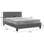 ΚΡΕΒΑΤΙ ΜΕ ΣΤΡΩΜΑ BECCA HM10760.02 ΓΚΡΙ ΥΦΑΣΜΑ--ΓΙΑ 150x200εκ - Image 3