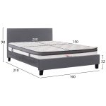 ΚΡΕΒΑΤΙ ΜΕ ΣΤΡΩΜΑ BECCA HM10803.11 ΓΚΡΙ ΥΦΑΣΜΑ--ΓΙΑ 150x200εκ - Image 3