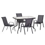 ΣΕΤ ΤΡΑΠΕΖΑΡΙΑΣ 5ΤΜΧ ADAM HM10897.03 ΤΡΑΠΕΖΙ 110x60εκ & 4 ΠΟΛΥΘΡΟΝΕΣ--ΜΑΥΡΟ