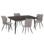 ΣΕΤ ΤΡΑΠΕΖΑΡΙΑΣ 5ΤΜΧ GAFF HM10939.01 ΚΕΡΑΜΙΚΟ TOP--ΥΦΑΣΜΑ ΓΚΡΙ & ΜΕΤΑΛ.ΠΟΔΙΑ ΜΑΥΡΑ