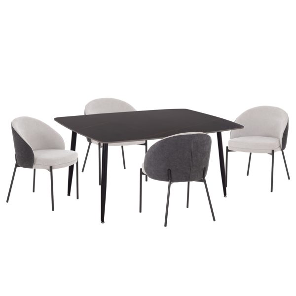 ΣΕΤ ΤΡΑΠΕΖΑΡΙΑΣ 5ΤΜΧ DETTON HM10940.01 ΚΕΡΑΜΙΚΟ TOP--ΥΦΑΣΜΑ ΓΚΡΙ & ΜΕΤΑΛ.ΠΟΔΙΑ ΜΑΥΡΑ