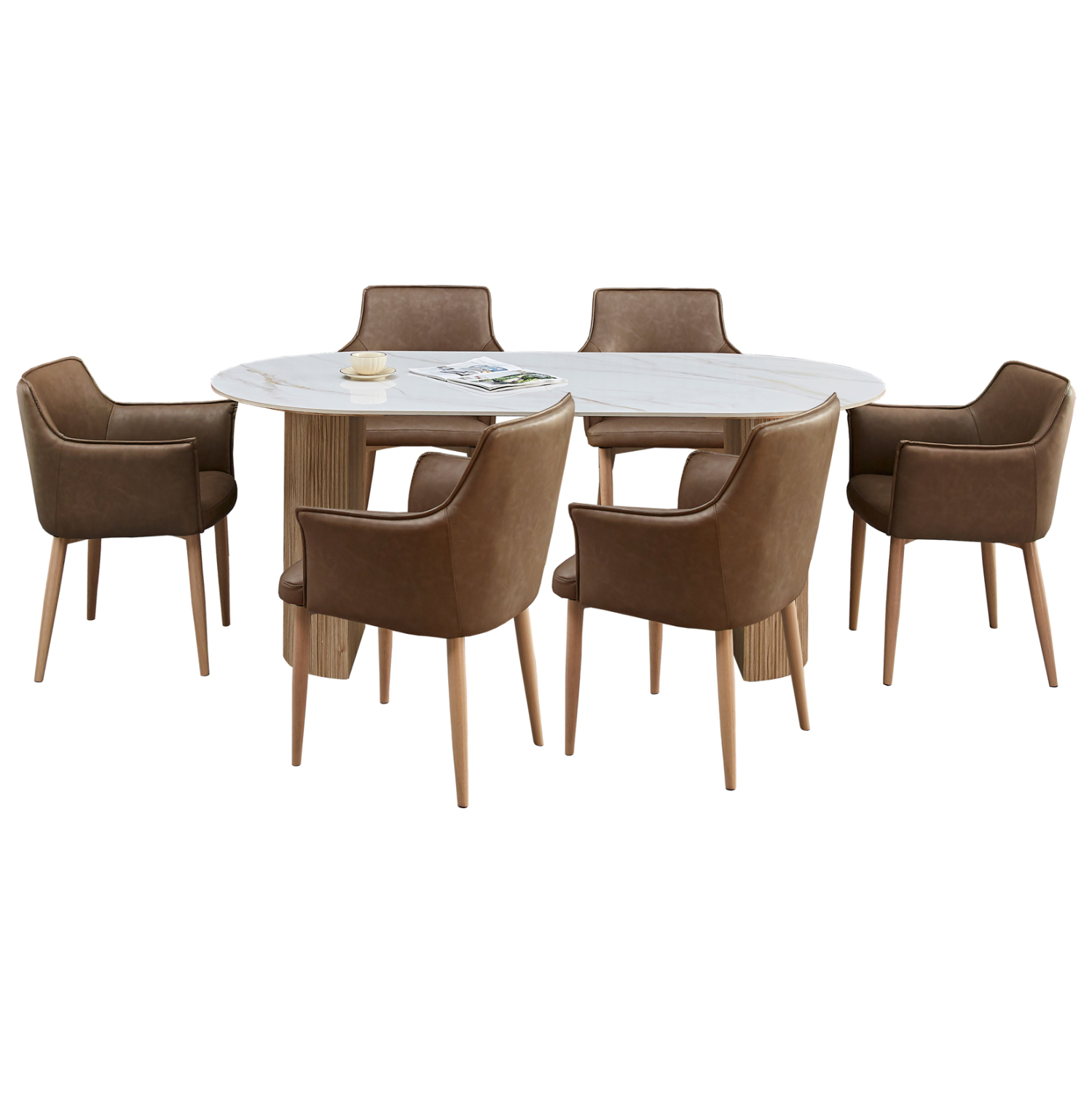 set-trapezarias-7tmch-fb921361-keramiko- ΣΕΤ ΤΡΑΠΕΖΑΡΙΑΣ 7ΤΜΧ MELLOW HM21361 ΚΕΡΑΜΙΚΟ TOP/MDF ΠΟΔΙΑ--PU ΚΑΦΕ/ΜΕΤΑΛ.ΠΟΔΙΑ - Image 1